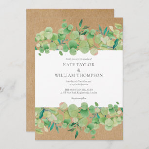 Rustic Greenery Eucalyptus Garland Wedding Invitation