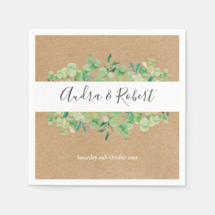 Rustic Greenery Eucalyptus Garland Wedding Napkin