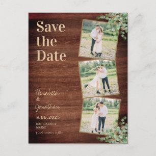 Rustic Greenery Eucalyptus Photo Save The Date Postcard