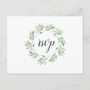 Rustic Greenery Eucalyptus RSVP w Meal Choice Invitation Postcard