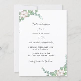 Rustic Greenery Eucalyptus Summer Wedding. Invitation