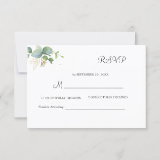 Rustic Greenery Eucalyptus Summer Wedding. RSVP Card