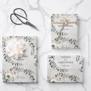 Rustic Greenery Eucalyptus Vine Wedding Thank You Wrapping Paper Sheet