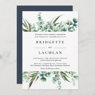 Rustic Greenery Eucalyptus Watercolor Wedding Invitation
