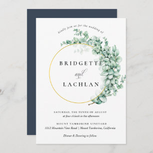 Rustic Greenery Eucalyptus Watercolor Wedding Invitation