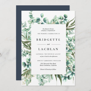 Rustic Greenery Eucalyptus Watercolor Wedding Invitation