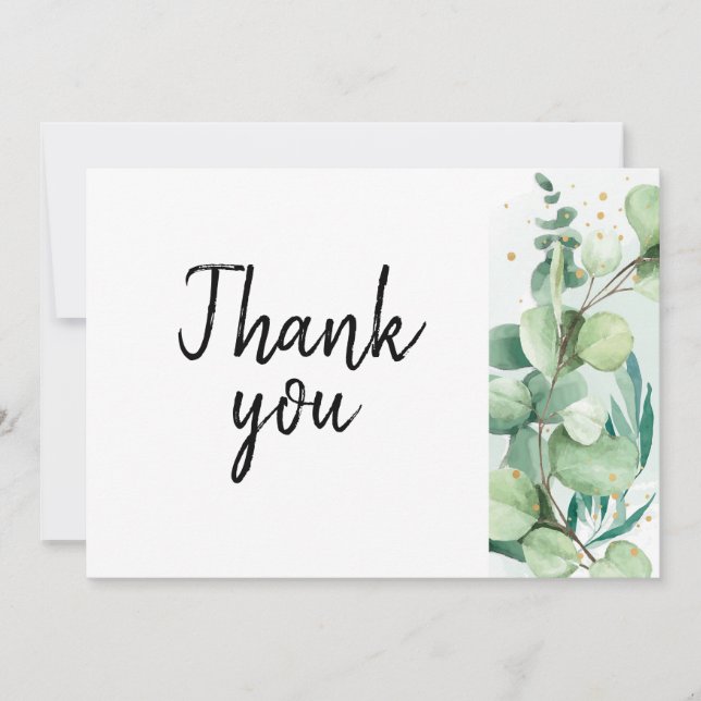 Rustic greenery eucalyptus wedding thank you invitation (Front)