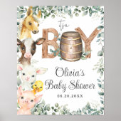 Rustic Greenery Farm Animals Baby Shower Welcome  Poster (Front)
