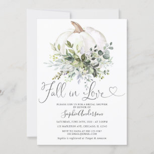 Rustic Greenery Floral Fall in Love Bridal Shower Invitation