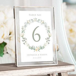 Rustic greenery floral wedding table numbers