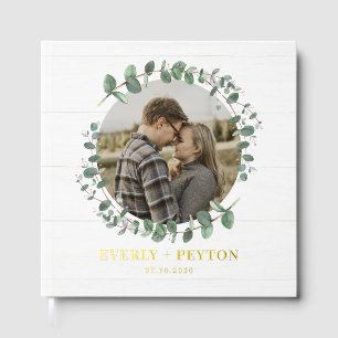 Rustic Greenery Foil Wedding Guest Book