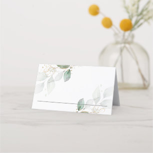 Rustic Greenery Foliage Gold Wedding Party Shower Place Card