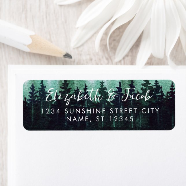 Rustic Greenery Forest Weddings Return Address  (Insitu)