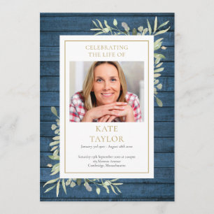 Rustic Greenery Funeral Order Of Service Program