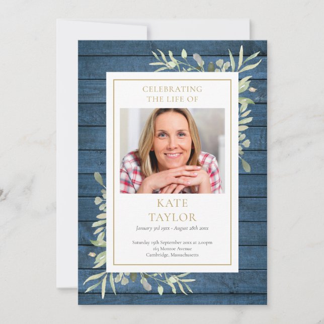 Rustic Greenery Funeral Order Of Service Program (Front)