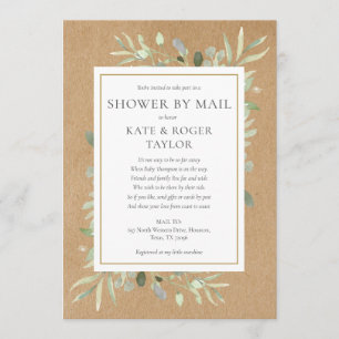 Rustic Greenery Gender Neutral Shower By Mail Invitation