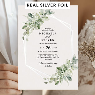 Rustic Greenery Geometric Wedding Real Silver