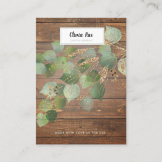 Rustic Greenery Gold Leaf Jewellery Display Card