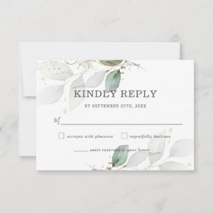 Rustic Greenery Green Leaves Botanical Wedding RSVP Card