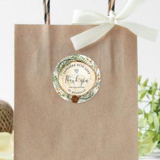 Rustic Greenery Handmade With Love Classic Round Sticker