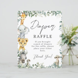 Rustic Greenery Jungle Animals Baby Diaper Raffle 