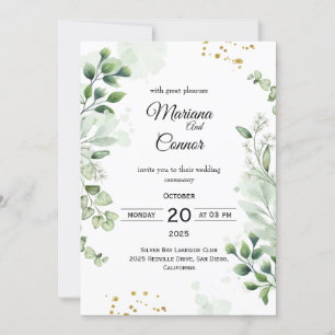 Rustic Greenery Kraft Wedding Invitation