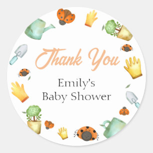 Rustic Greenery Ladybug Garden Baby Shower  Classic Round Sticker