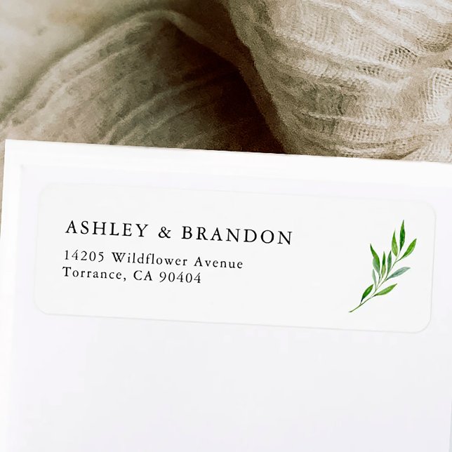 Rustic Greenery Leaf Wedding Return Address Label (Creator Uploaded)
