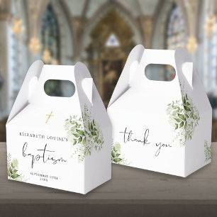 Rustic Greenery Leaves Elegant Baptism Favor Box
