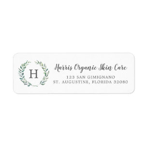 Rustic Greenery Monogram Adresse de retour d'affai