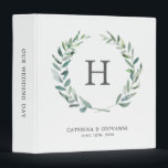 Rustic Greenery Monogram Wedding Photo Album Binder<br><div class="desc">Rustic and elegant wedding binder with your monogram inside of a green watercolor painted greenery wreath.  Below are your names and wedding date.  A modern botanical design that is perfect for a summer wedding.  Use this custom binder as a wedding photo album,  wedding planner or scrapbook.</div>