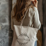 Rustic Greenery Personalized Bridesmaid Tote Bag<br><div class="desc">This cute rustic style bridesmaid tote bag with sketched greenery design elements and bridesmaid's name will be great for wedding thank you gifts or favours.</div>