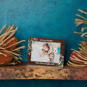 Rustic Greenery Personalized Name Photo Plaque