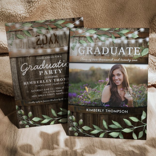 Rustic Greenery Photo 2025 Graduation Party Invitation (Creator Uploaded)