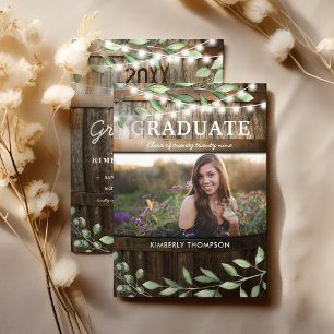 Rustic Greenery Photo 2026 Graduation Party Invitation