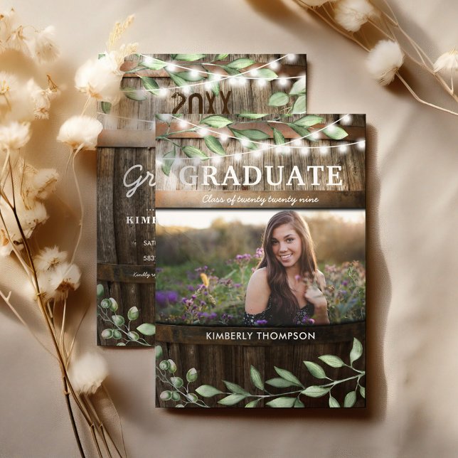 Rustic Greenery Photo 2026 Graduation Party Invitation (Creator Uploaded)