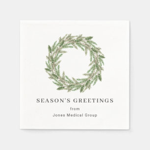 Rustic Greenery Pine Wreath Business Holiday Napkin