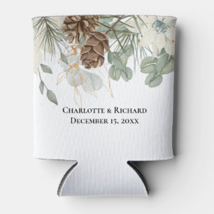Rustic Greenery & Pinecones Can Cooler