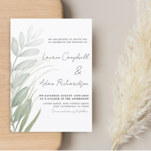 Rustic Greenery Sage Green Wedding Invitation
