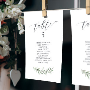 Rustic greenery script table number seating chart