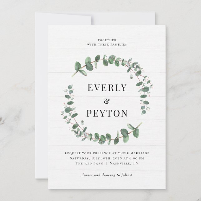 Rustic Greenery Simple Elegant Wedding Invitation (Front)