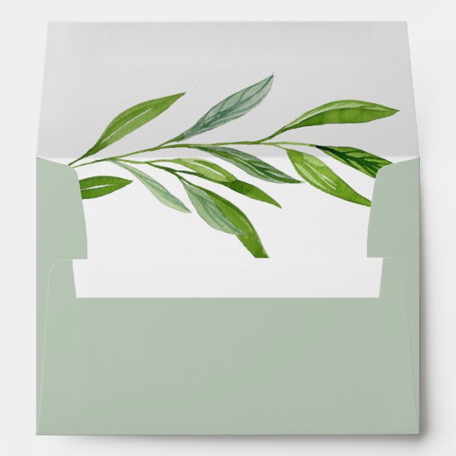Rustic Greenery Solid Sage Green Envelope (Back (Bottom))