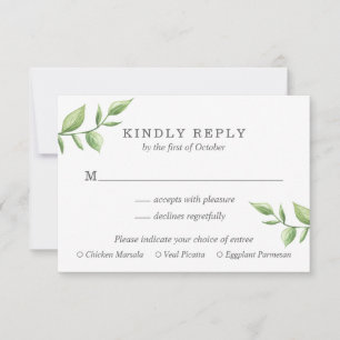 Rustic Greenery Sprig Meal Choice Wedding RSVP Card