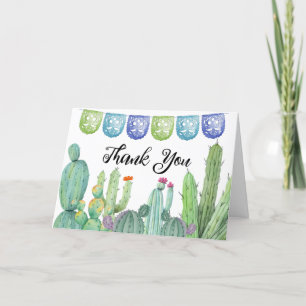 Rustic Greenery Taco Fiesta Cactus Baby Shower  Thank You Card