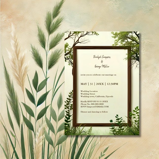 rustic Greenery Tree Frame wedding invitation (Creator Uploaded)