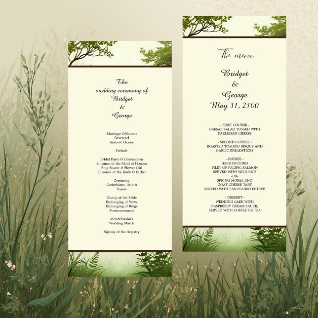 rustic Greenery Tree Frame wedding menu (Creator Uploaded)