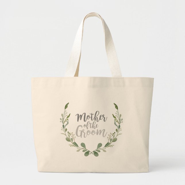 Rustic Greenery Vine Mother of The Groom Large Tote Bag (Front)