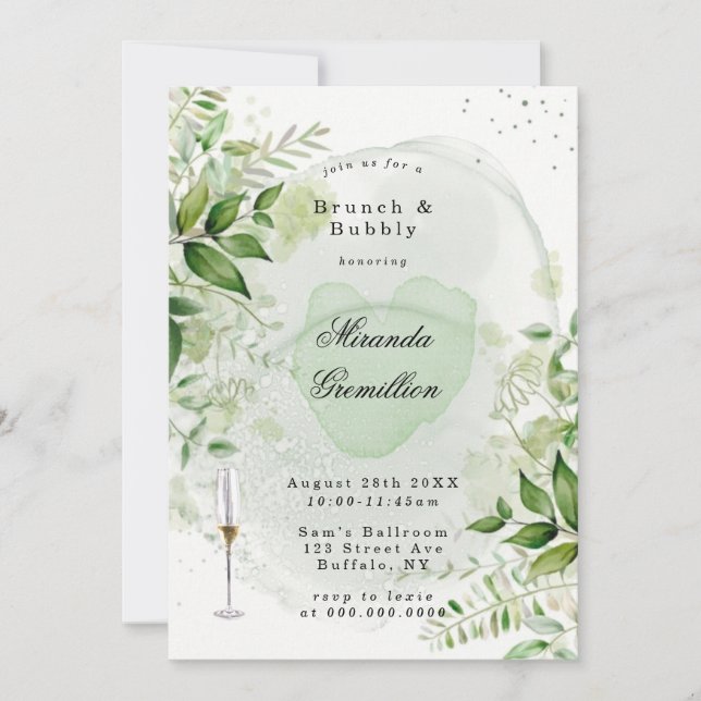 Rustic Greenery Vineyard Brunch & Bubbly  Invitati Invitation (Front)