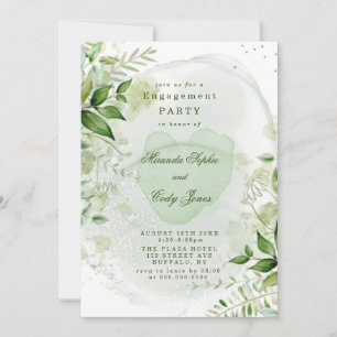 Rustic Greenery Vineyard Heart Engagement Party  Invitation