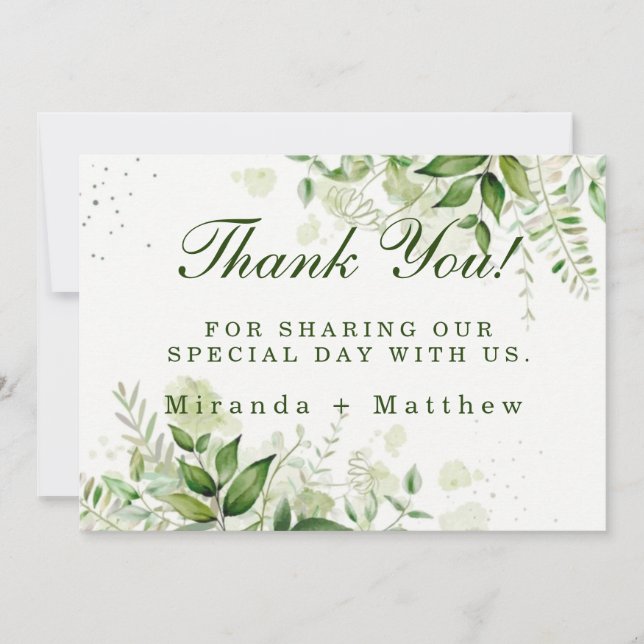 Rustic Greenery Vineyard Mariage Merci Cartes (Devant)